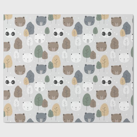 Beren in het Beer van het bospatroon Panda Teddy P Cadeaupapier (Vlak)
