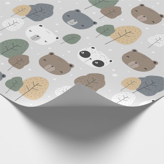 Beren in het Beer van het bospatroon Panda Teddy P Cadeaupapier (Hoek)