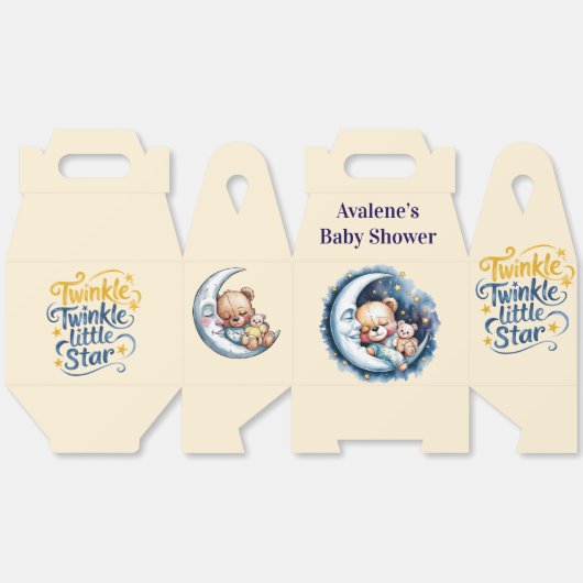 Beren in het Moonlight Boy Baby shower Bedankdoosjes (Ongevouwen)