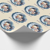 Beren in het Moonlight Boy Baby shower Cadeaupapier (Hoek)