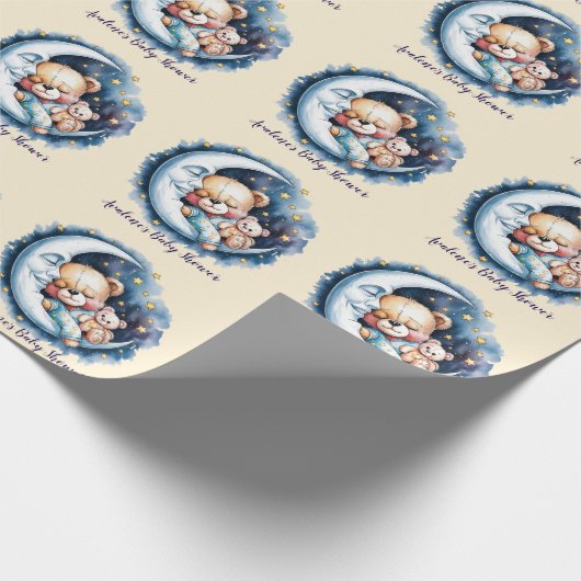 Beren in het Moonlight Boy Baby shower Cadeaupapier (Hoek)