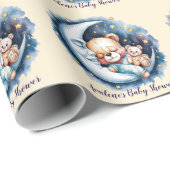 Beren in het Moonlight Boy Baby shower Cadeaupapier (Rol Hoek)