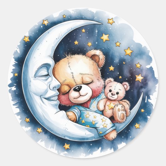 Beren in het Moonlight Boy Baby shower Ronde Sticker (Voorkant)