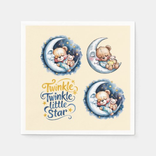 Beren in het Moonlight Boy Baby shower Servet (Voorkant)