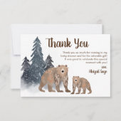 Beren in het winterwoud Scandi-neutraal Baby showe Bedankkaart (Voorkant)