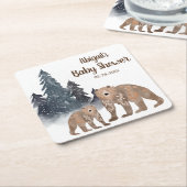 Beren in het winterwoud Scandi-neutraal Baby showe Kartonnen Onderzetters (Schuin)