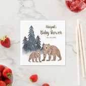 Beren in het winterwoud Scandi-neutraal Baby showe Servet (Insitu)