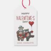 Beren in Love Whimsical Waterverf Valentijnsdag Cadeaulabel (Achterkant)