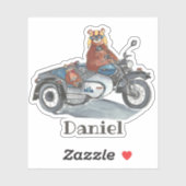 Beren in Motorcycle Kinder Naam Sticker (Vel)