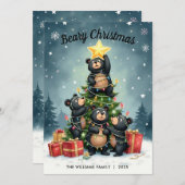Beren Kerstboom Familienaam Kerst Kaart (Voorkant / Achterkant)