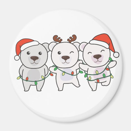 Beren kerstdieren met laag pooipolair Beer Magne Magneet (Voorkant)