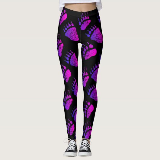 Beren knippen in roze/Paarse Leggings (Voorkant)