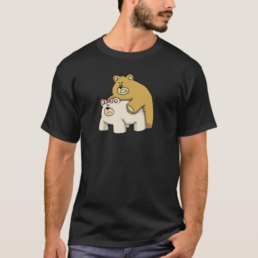 beren knuffelen zwart t-shirt (Voorkant)