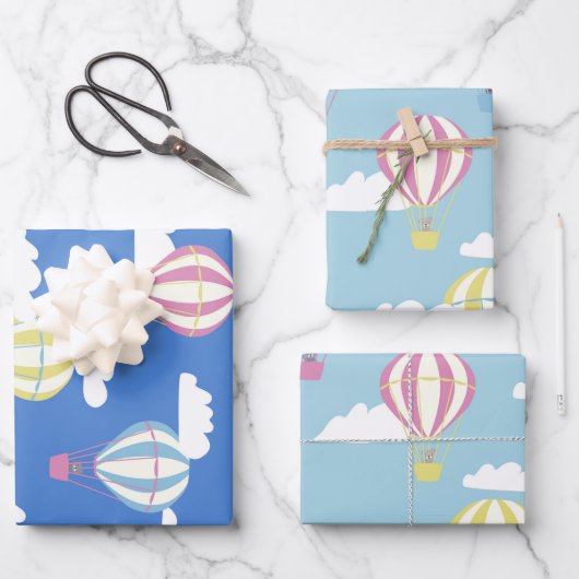 Beren & Konijn Hete Luchtballon Dagje uit Inpakpapier Vel (Voorkant)