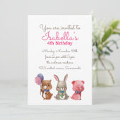 Beren konijnenkonijn met Waterverf BIRTHDAY Kaart (Staand voorkant)