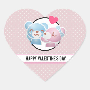 Beren kussen Happy Valentijnsdag Hart Sticker