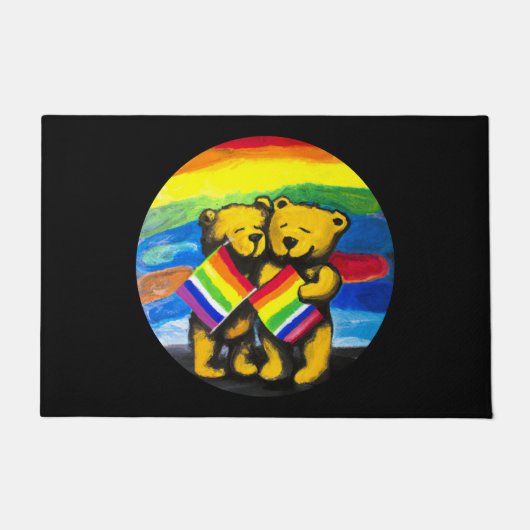 Beren Love Couple LGBT Rainbow Flag Deurmat (Voorkant)