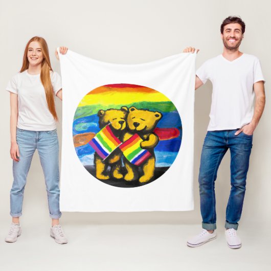 Beren Love Couple LGBT Rainbow Flag Fleece Deken (In situ)
