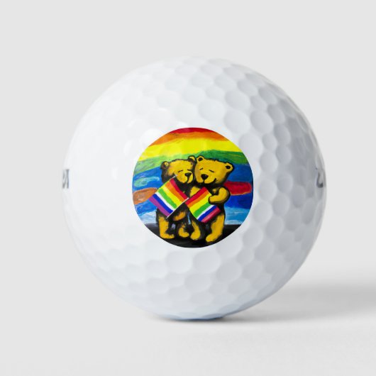 Beren Love Couple LGBT Rainbow Flag Golfballen (Voorkant)