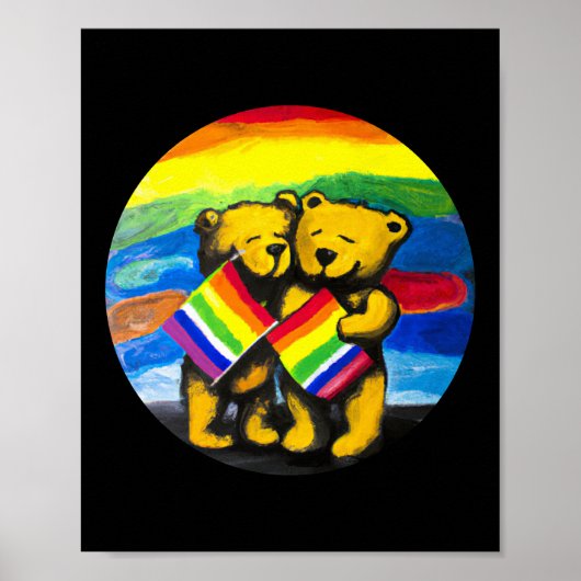 Beren Love Couple LGBT Rainbow Flag Poster (Voorkant)