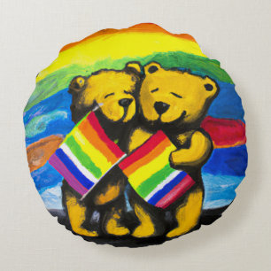 Beren Love Couple LGBT Rainbow Flag Rond Kussen