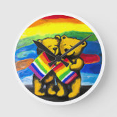 Beren Love Couple LGBT Rainbow Flag Ronde Klok (Voorkant)