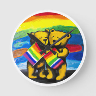 Beren Love Couple LGBT Rainbow Flag Ronde Klok