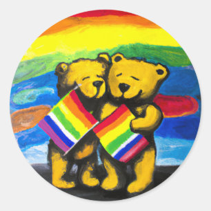 Beren Love Couple LGBT Rainbow Flag Ronde Sticker