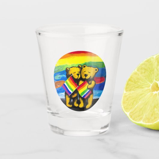 Beren Love Couple LGBT Rainbow Flag Shot Glas (Voorkant)