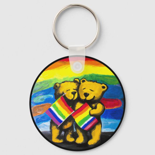Beren Love Couple LGBT Rainbow Flag Sleutelhanger (Voorkant)