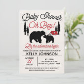 Beren Lumberjack Baby shower Uitnodiging (Staand voorkant)
