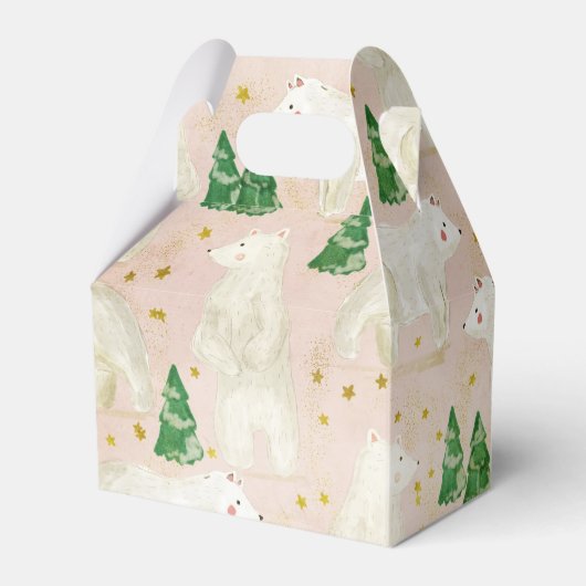 Beren met kerst in het Evergreen Forest Bedankdoosjes (Achterkant)