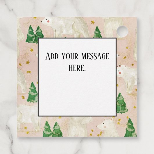 Beren met kerst in het Evergreen Forest Bedankjes Labels (Achterkant)
