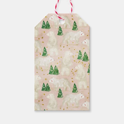 Beren met kerst in het Evergreen Forest Cadeaulabel (Voorkant)