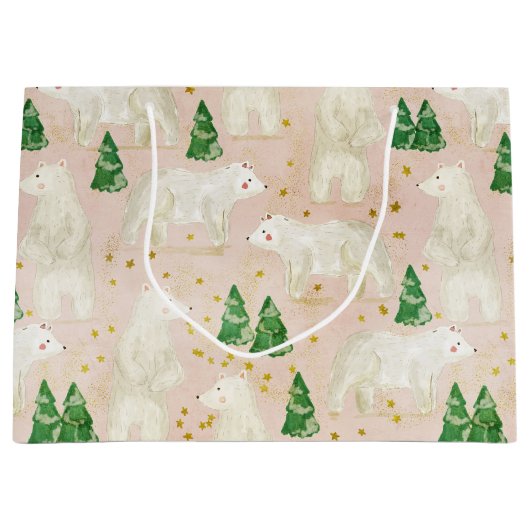 Beren met kerst in het Evergreen Forest Groot Cadeauzakje (Voorkant)