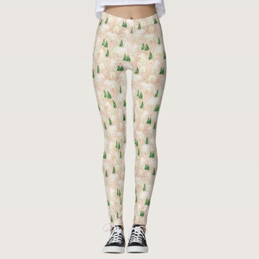 Beren met kerst in het Evergreen Forest Leggings (Voorkant)