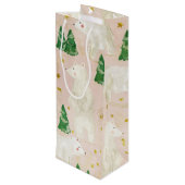 Beren met kerst in het Evergreen Forest Wijn Cadeautas (Achterkant Gekanteld)