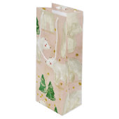Beren met kerst in het Evergreen Forest Wijn Cadeautas (Voorkant Gekanteld)