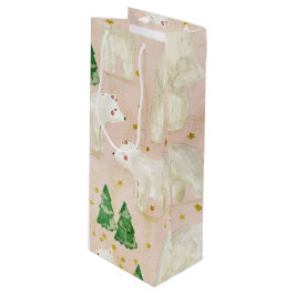 Beren met kerst in het Evergreen Forest Wijn Cadeautas