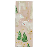 Beren met kerst in het Evergreen Forest Wijn Cadeautas (Voorkant)