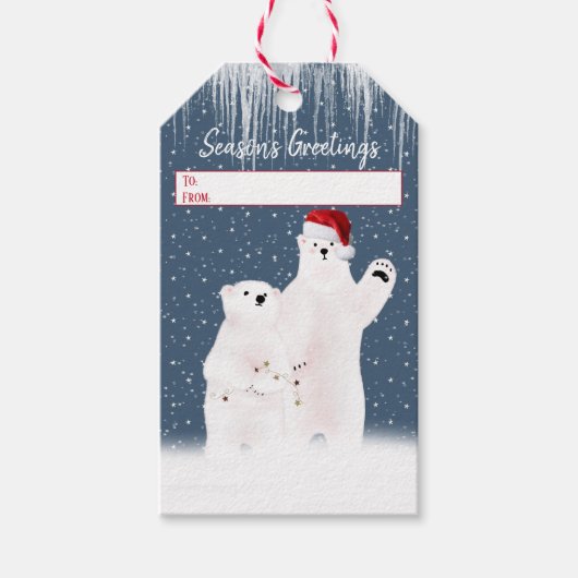 Beren met kerstcadeautjes voor Labels met sterren Cadeaulabel (Voorkant)