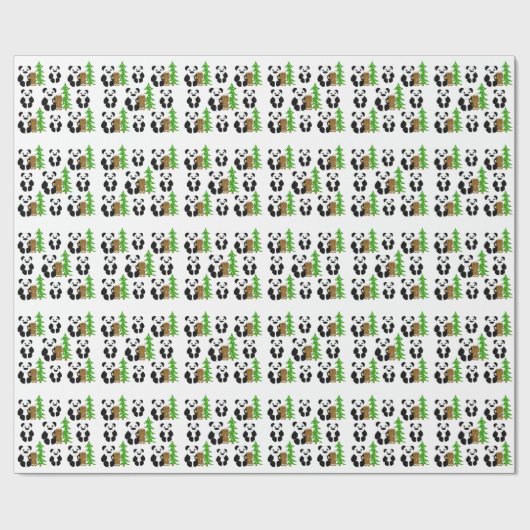 Beren met kerstpanda cadeaupapier (Vlak)