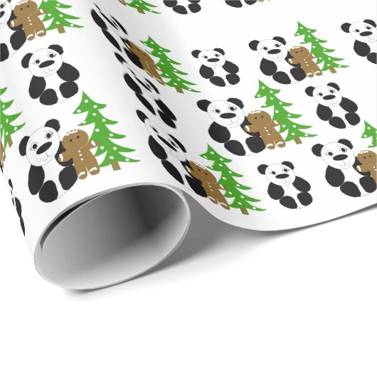 Beren met kerstpanda cadeaupapier (Rol Hoek)