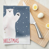 Beren met kerstpolair op keukenhanddoek (Quarter Fold)