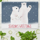 Beren met kerstpolair op keukenhanddoek (Gevouwen)