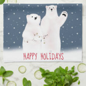 Beren met kerstpolair op keukenhanddoek (Gevouwen)