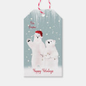 Beren met kerstpolen cadeaulabel (Voorkant)