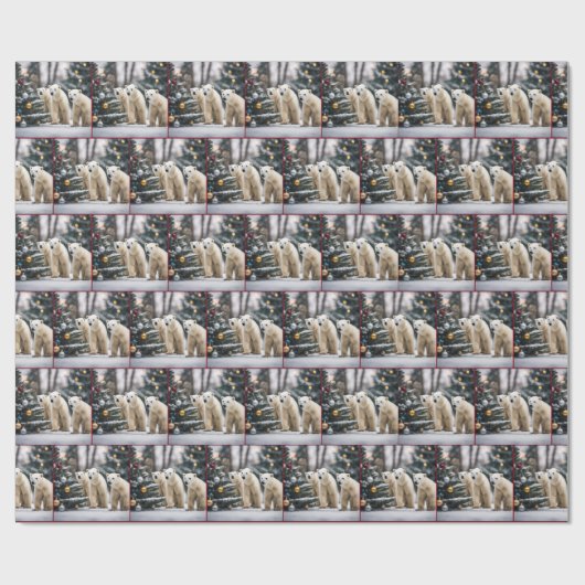 Beren met kerstpolen cadeaupapier (Vlak)