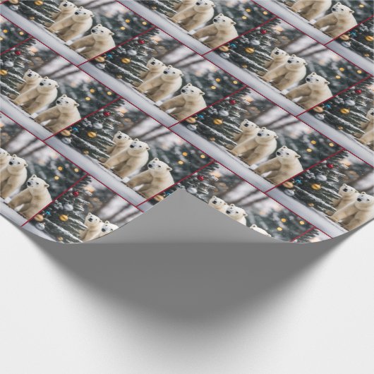 Beren met kerstpolen cadeaupapier (Hoek)