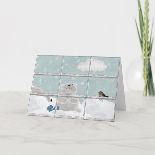 Beren met kerstpolen feestdagen kaart (Voorkant)